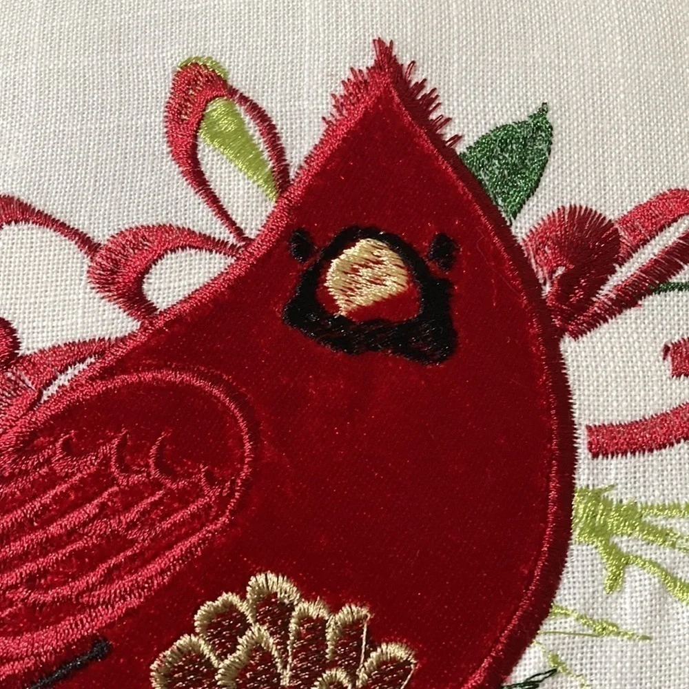 LENOX CARDINAL WITH RIBBON AND PINECONE DECORATIVE THROW PILLOW